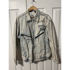 North Bay Jean Jacket Mens XL World Travel Acid Washed Lined